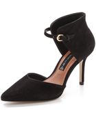 Steven By Steve Madden Nadene Nubuck Ankle Pumps - Black - Lyst