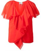 Lanvin Ruffle Detail Draped Top - Lyst