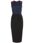 Victoria Beckham Stretch-Crepe Dress With Silk-Chiffon - Lyst