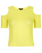 Topshop Cold Shoulder Ribbed Top - Lyst