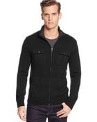 Calvin Klein Solid Full-zip Sweater - Lyst