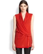 Helmut Lang Silk Asymmetrical Twist Top - Lyst