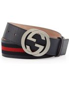 Gucci Belt with Interlocking G Buckle Blue 9538 - Lyst