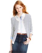 Tommy Hilfiger Gingham-Print Cardigan Sweater - Lyst