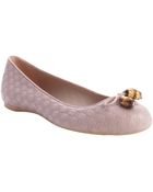 Gucci Powder Ssima Bow Tie Detail Ballet Flats - Lyst