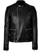 Balmain Distressed Leather Biker Jacket - Lyst