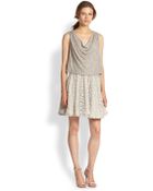 Alice + Olivia Hilta Beaded-Top Metallic Lace Dress - Lyst