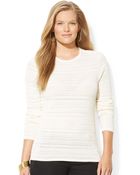 Lauren by Ralph Lauren Plus Size Pointelle-Knit Sweater - Lyst
