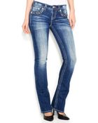 Miss Me Rhinestone Embroidered Bootcut Jeans - Lyst