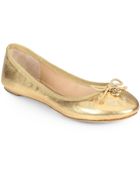 Tory Burch Chelsea Leather Bow Logo Ballet Flats - Lyst