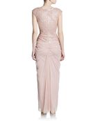 Tadashi Shoji Sequined Floral V-Neck Tulle Gown - Lyst