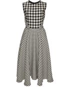Lela Rose Checked Jacquard Contrast Panel Dress - Lyst