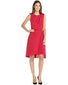 Vince Camuto Cerise Woven Drape Front Asymmetrical Hem Dress - Lyst