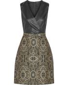 Raoul Vera Wrap-Effect Leather And Brocade Dress - Lyst