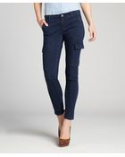 Ag Adriano Goldschmied Dark Blue Stretch Cotton Denim Skinny Cargo Jeans - Lyst