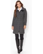 Lauren by Ralph Lauren Wool-Blend Glen Plaid Coat - Lyst