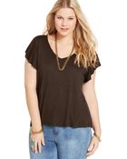 American Rag Plus Size V-Neck Flutter-Sleeve Tee - Lyst