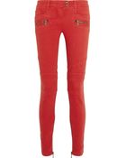 Balmain Skinny Low-rise Stretch-denim Jeans - Lyst