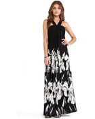 Halston Heritage Halter Strap Printed A-Line Gown - Lyst