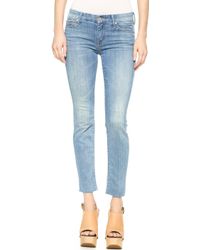 Mother Looker Skinny Ankle Fray Jeans - Welcome To Paradise - Lyst