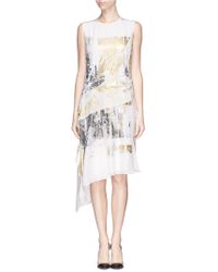 Reed Krakoff Foil Print Silk Crepe Asymmetric Dress - Lyst