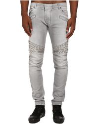 Balmain Spiked Panel Motor Denim - Lyst