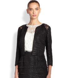 Kay Unger Lace-Inset Tweed Jacket - Lyst