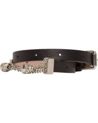 Alexander McQueen Black Leather Chain Charm Bracelet - Lyst