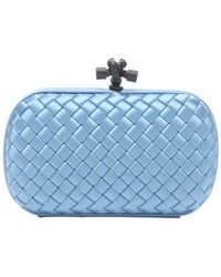 Bottega Veneta Sky Blue Intrecciato Satin 'Knot' Clutch - Lyst