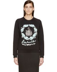 Lanvin Black Ribbon And Rhinestone Sweatshirt - Lyst