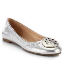 tory burch silver metallic flats