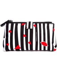 Lulu Guinness Cutout Lips Stripe Double Makeup Bag - Lyst