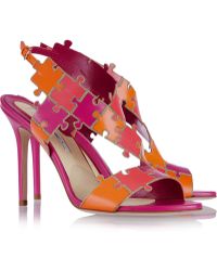 Brian Atwood Sommer Color-Block Leather Sandals - Lyst