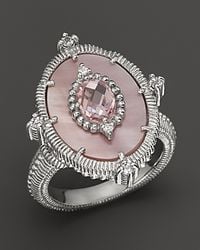 Judith Ripka Vertical Oasis Ring With Pink Motherofpearl Pink Crystal and White Sapphires - Lyst
