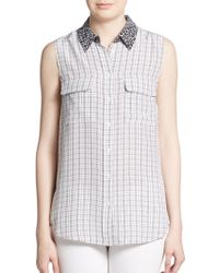 Equipment Mixed-Print Silk-Crepe Top - Lyst