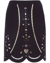 Moschino Cheap & Chic Black Broiderie Anglais Skirt - Lyst