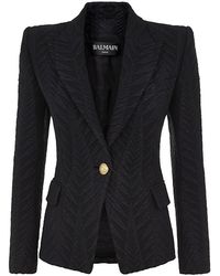Balmain Jacquard Jacket - Lyst