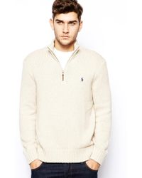 Polo Ralph Lauren Silk Cashmere Half Zip Sweater in Beige for Men (dark beige) | Lyst