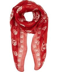 Alexander McQueen Skull Chiffon Scarf - Lyst