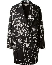 Stella McCartney Black Melton Wool Fortune Coat with Face Design By The British Artist Gary Hume - Lyst