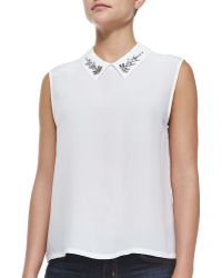 Equipment Elliot Sleeveless Shirt W/ Embellished Collar - Lyst