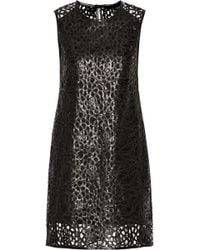 Karl Lagerfeld Resi Embroidered Faux Leather Mini Dress - Lyst