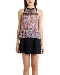 Charlotte Ronson Floral Mesh Top - Lyst
