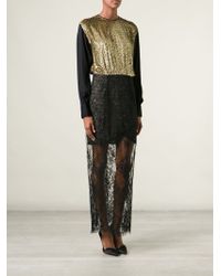 Alessandra Rich Metallic Lace Sheer Panel Dress - Lyst