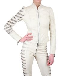 Sonia Villa Slit Arm Leather Jacket - Lyst