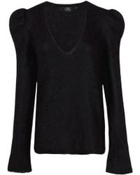 Lublu V-neck Puff Sleeve Jumper - Lyst