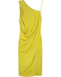 Max Azria Asymmetric Silk-georgette Dress - Lyst
