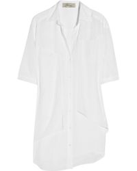Max Azria Silk-chiffon Paneled Cotton-blend Shirt - Lyst
