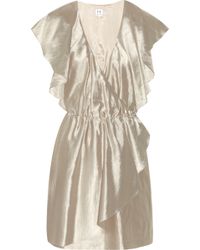 halston satin wrap gown