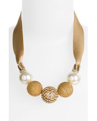 Cara Accessories Ball & Ribbon Necklace - Lyst